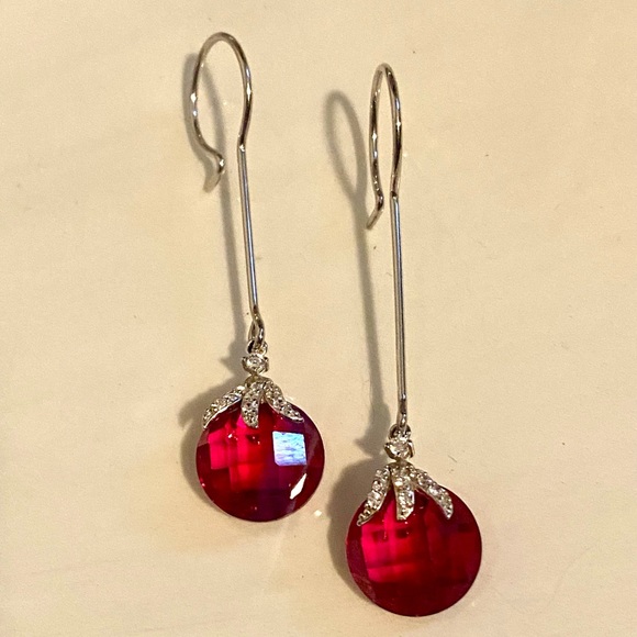 Gem Stone King Ruby  Sterling Silver Earrings - Picture 4 of 9